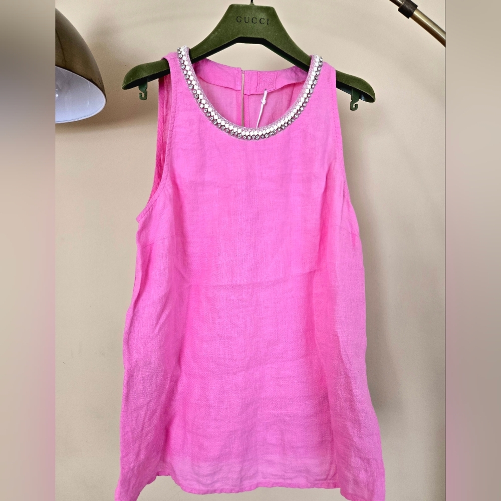 NWT 120% LINO Size:S/40 Pink Sleeveless Top